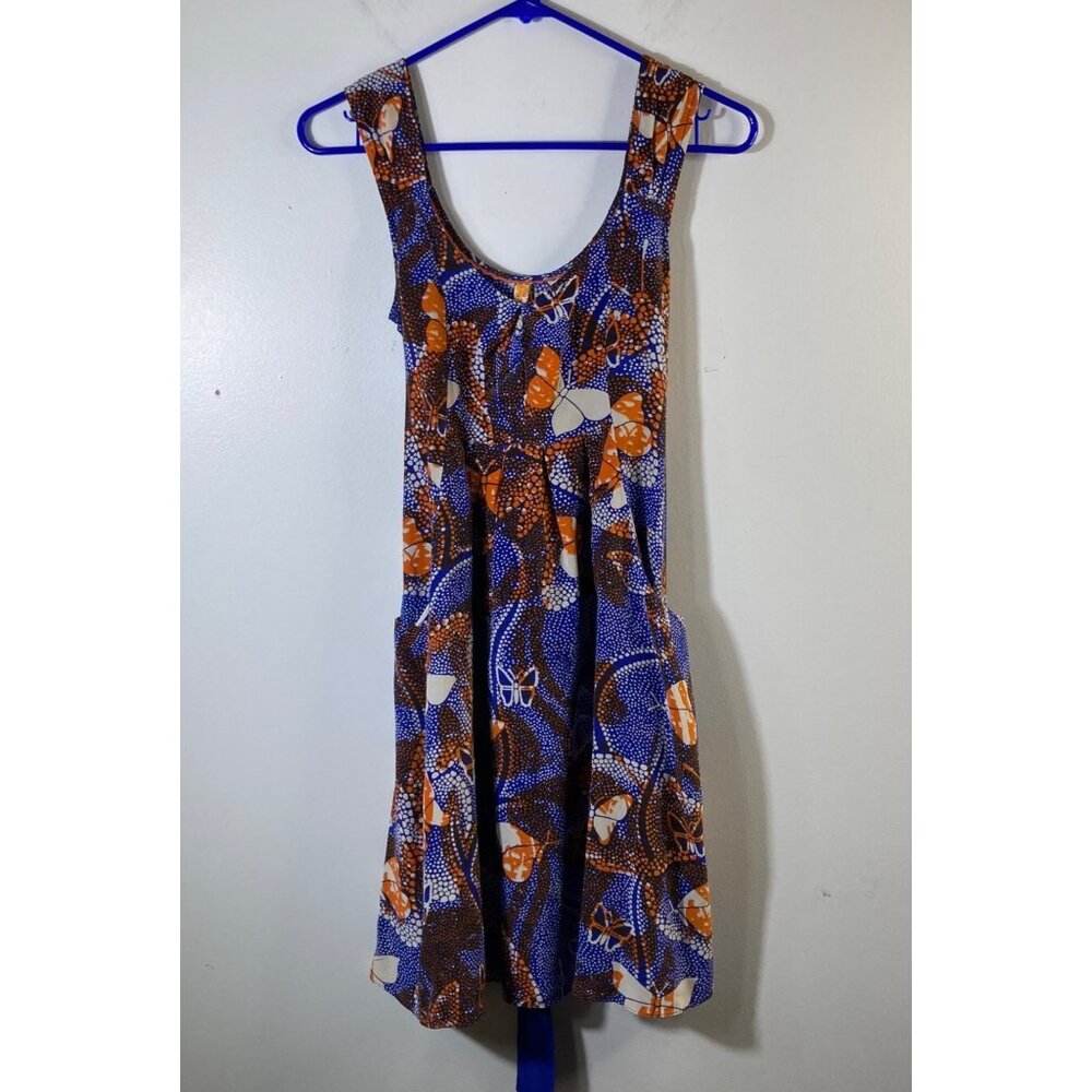 Womens Maeve Silk Baby Doll Dress Floral Sleeveless Tie Back Pockets 0 Blue Purp